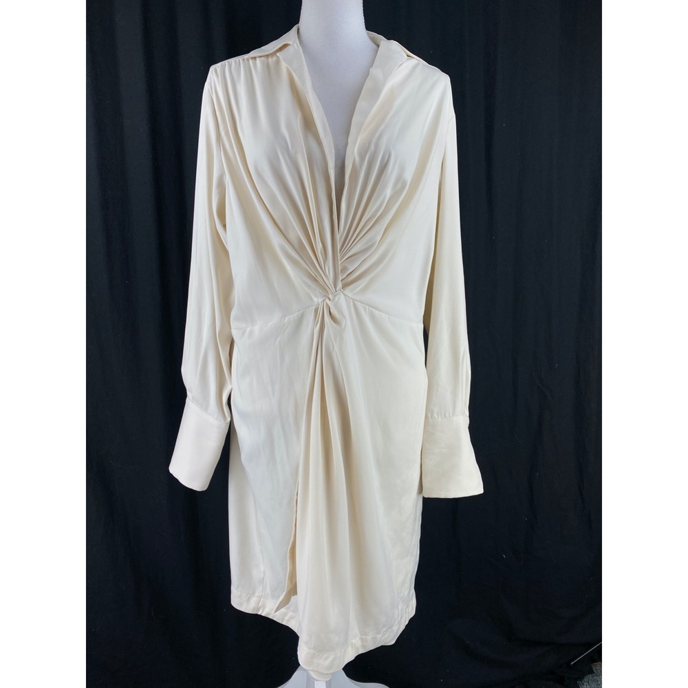 BYRON Byron Lars Womens 14 Ivory Twisted Front Long Sleeve Dress Midi